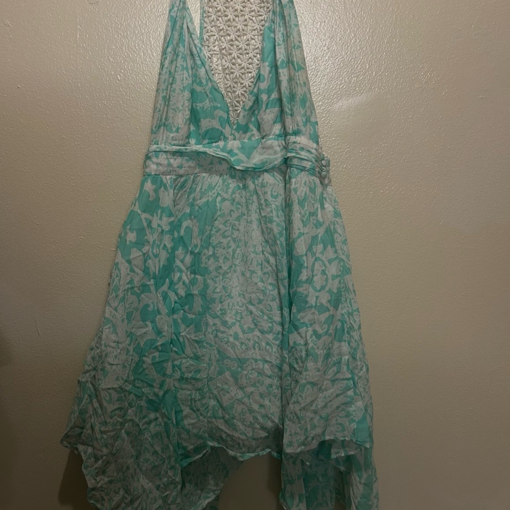 Guess Teal and White Lace Dress